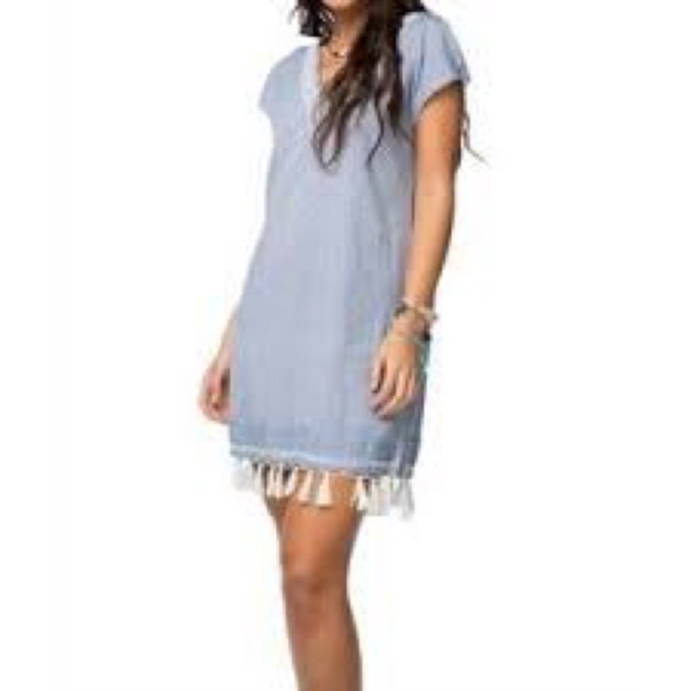 Subtle Luxury Tassel Chambray Swimsuit Cover Up Dress